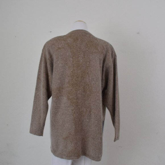 IMPERFECT Vintage 80s/90s Argyle Silk‎ Blend SEGUE Cardigan size L - Picture 5 of 10